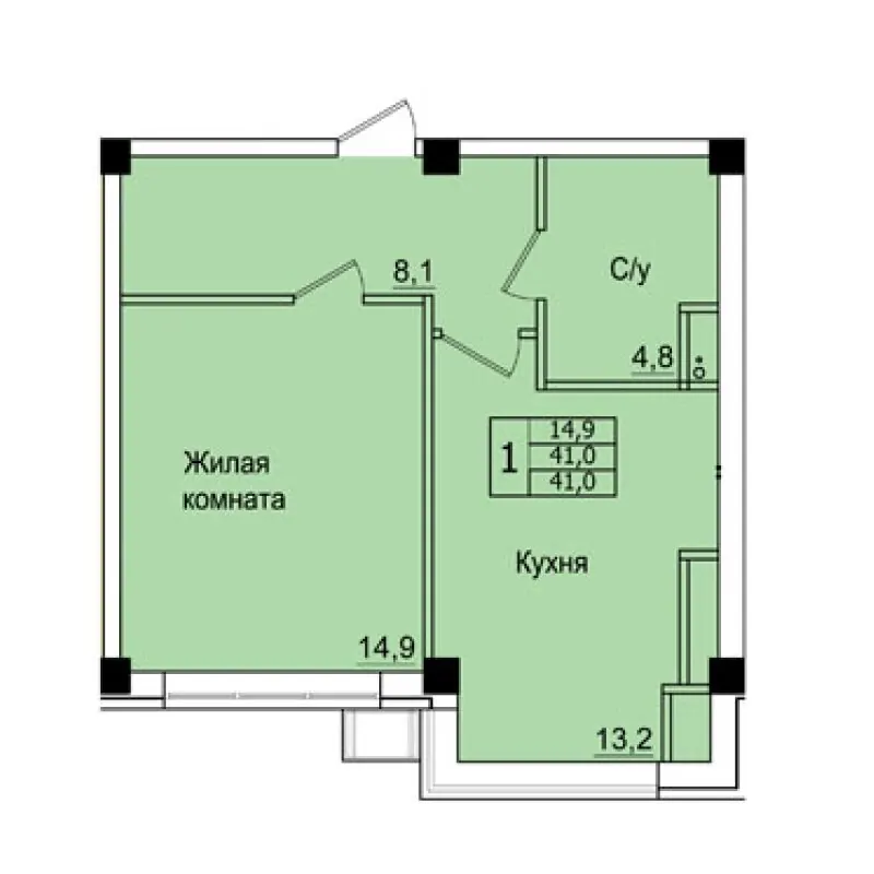 Планировка: 1-комнатная